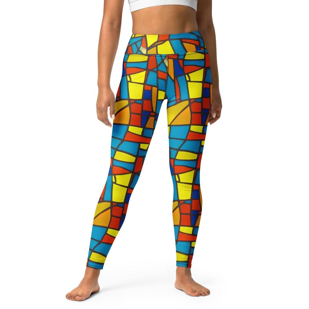 Mondrian Mesh on Yoga Leggings — Front