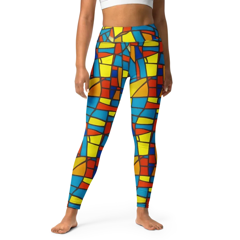 Mondrian Mesh on Yoga Leggings — Front