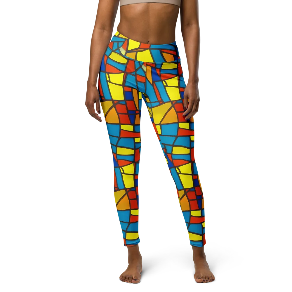 Mondrian Mesh on Yoga Leggings — Front
