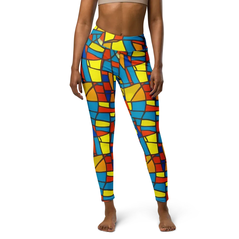 Mondrian Mesh on Yoga Leggings — Front