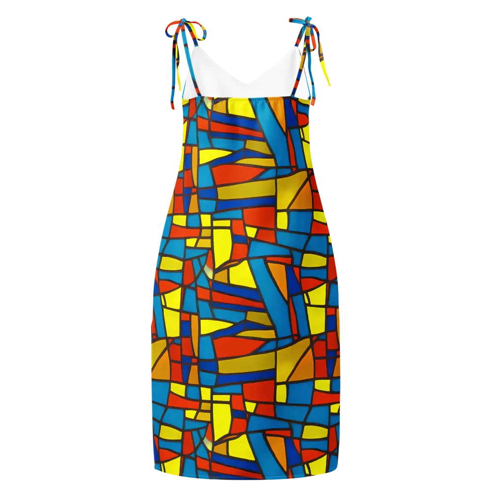 Mondrian Mesh on Slip Dress — Back