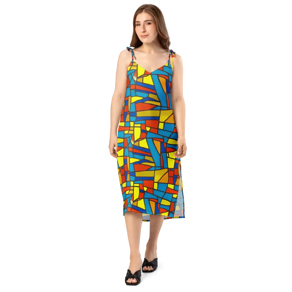 Mondrian Mesh on Slip Dress — Front