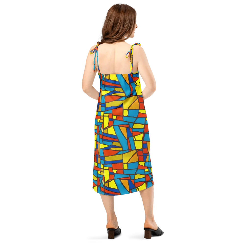 Mondrian Mesh on Slip Dress — Back