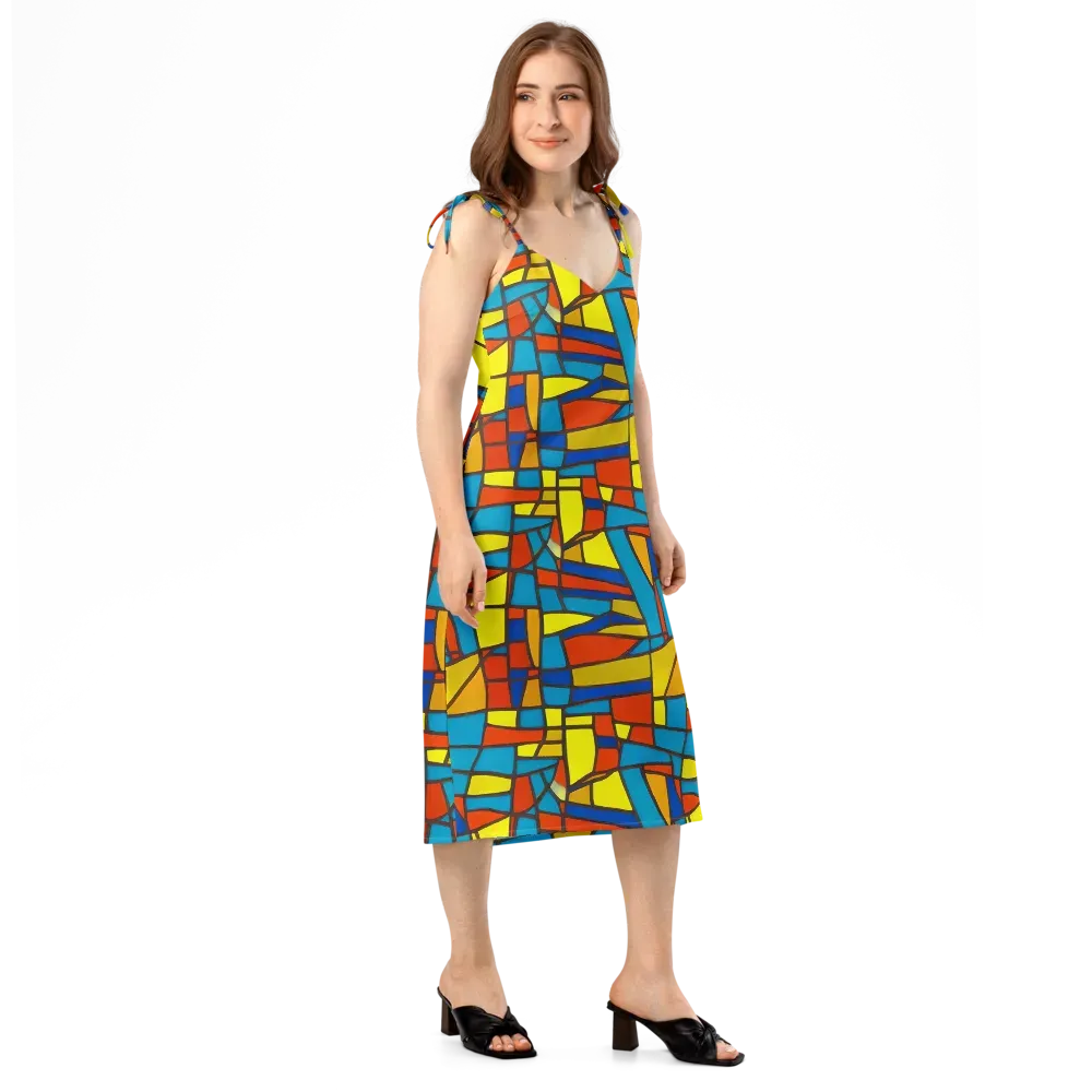 Mondrian Mesh on Slip Dress — Right Front
