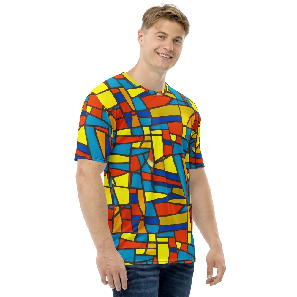 Mondrian Mesh on Men's Crew Neck T-Shirt — Right