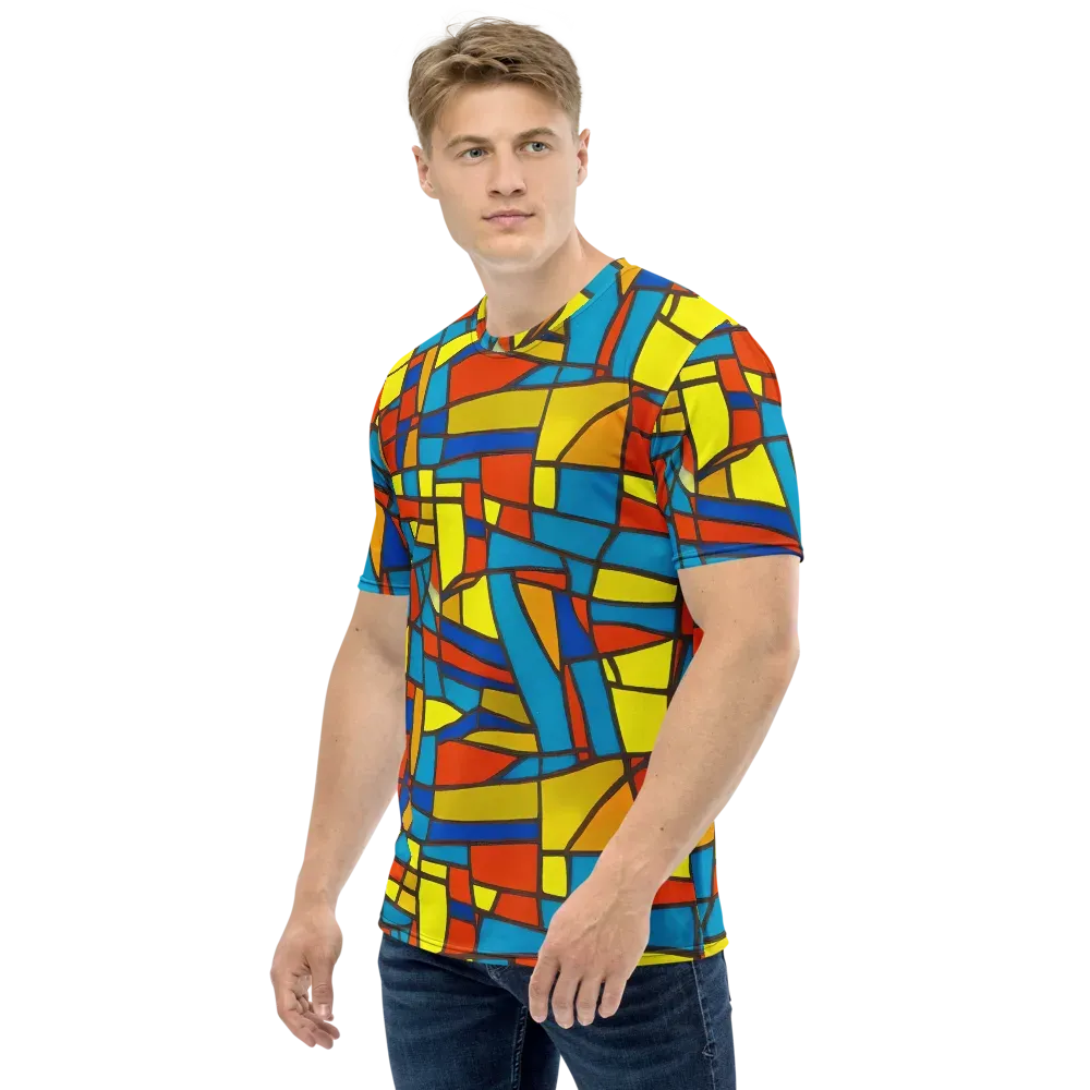 Mondrian Mesh on Men's Crew Neck T-Shirt — Left