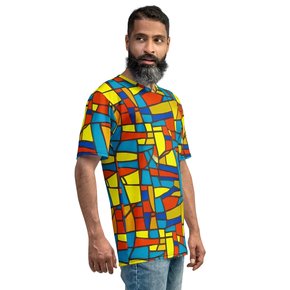 Mondrian Mesh on Men's Crew Neck T-Shirt — Right