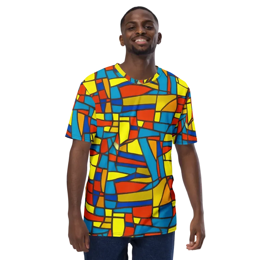 Mondrian Mesh on Men's Crew Neck T-Shirt — Front