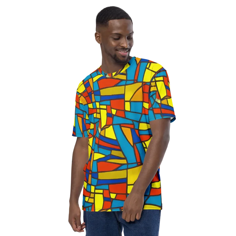 Mondrian Mesh on Men's Crew Neck T-Shirt — Left