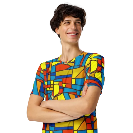 Mondrian Mesh on a Men's Crew Neck T-Shirt