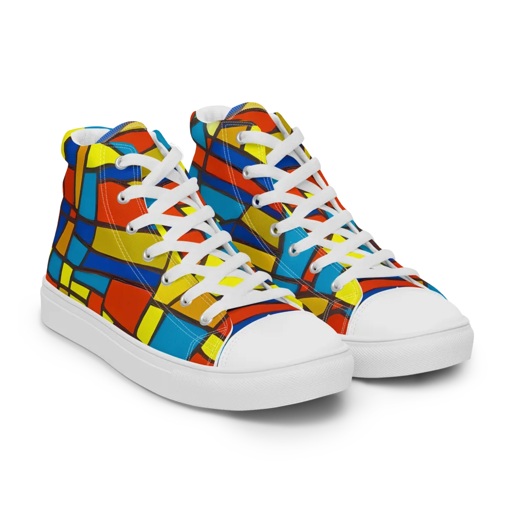 Mondrian Mesh on Men's High Top Canvas Shoes — Right Front