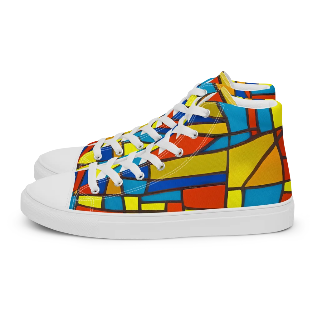 Mondrian Mesh on Men's High Top Canvas Shoes — Left