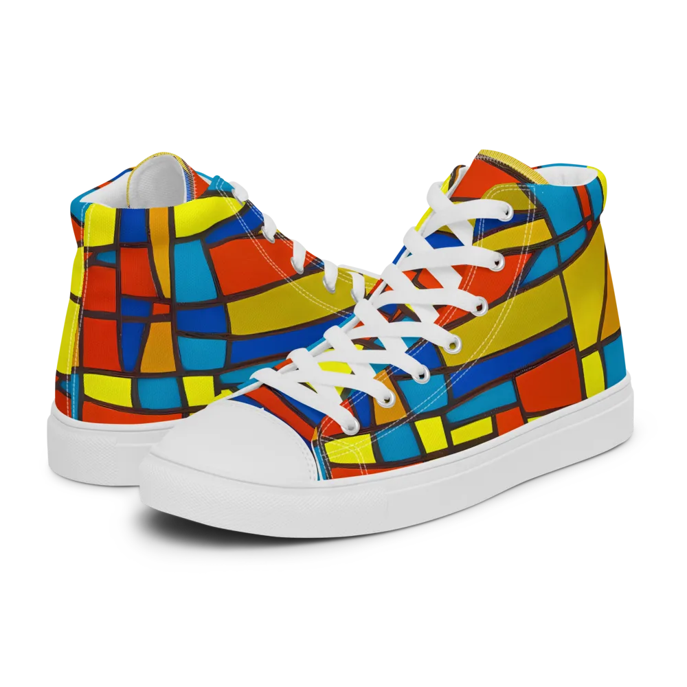 Mondrian Mesh on Men's High Top Canvas Shoes — Left