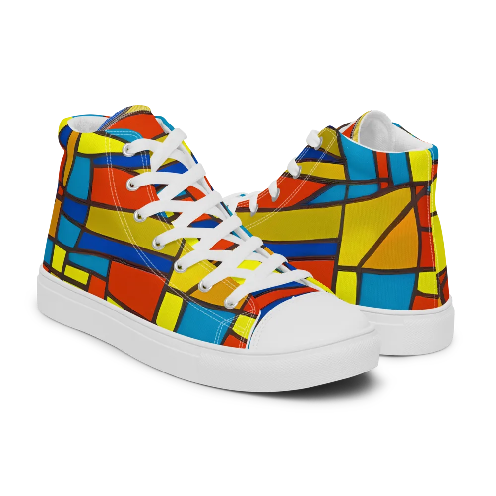 Mondrian Mesh on Men's High Top Canvas Shoes — Right