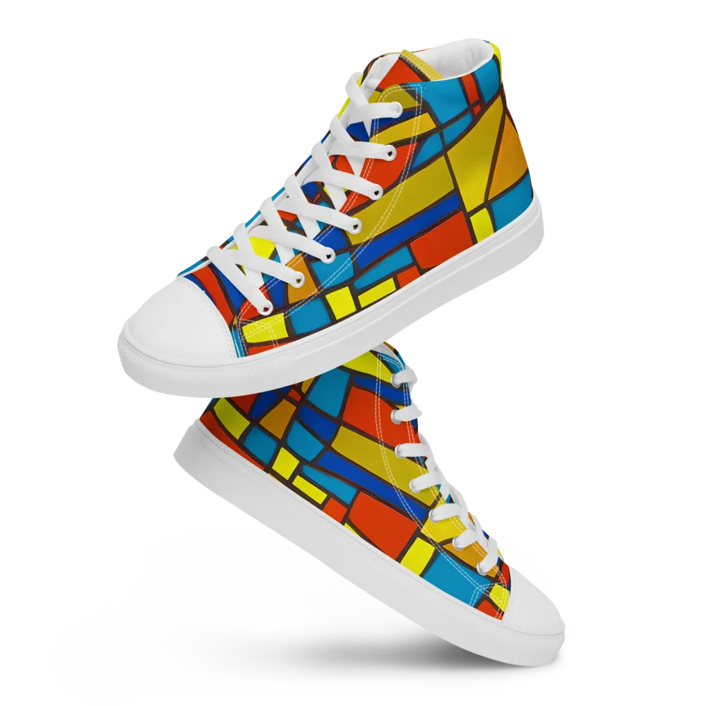 Mondrian Mesh on Men's High Top Canvas Shoes — Front