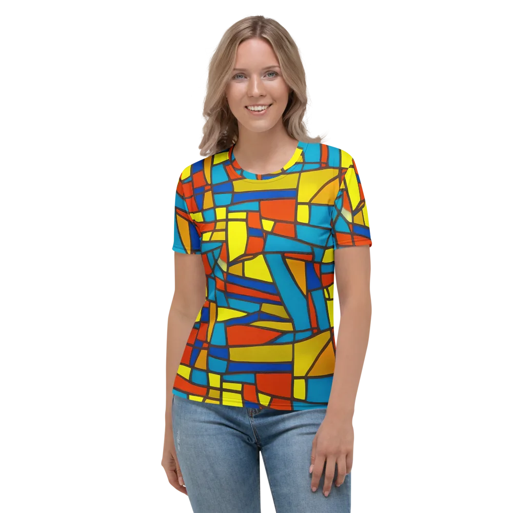 Mondrian Mesh on Women's Crew Neck T-Shirt — Front