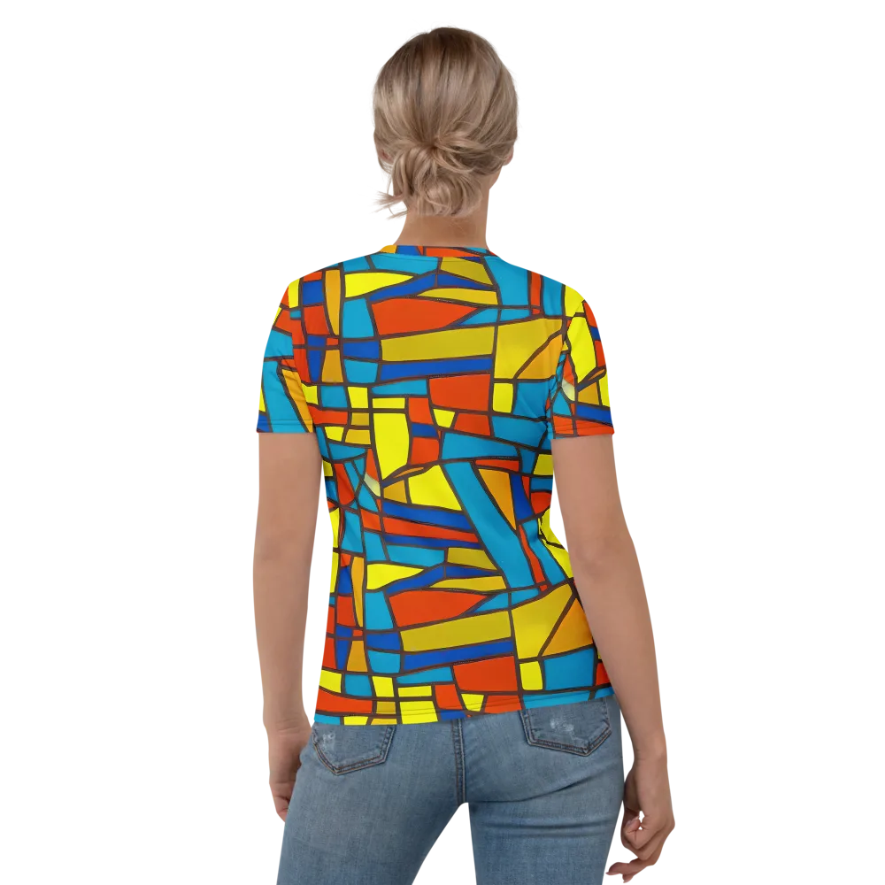 Mondrian Mesh on Women's Crew Neck T-Shirt — Back