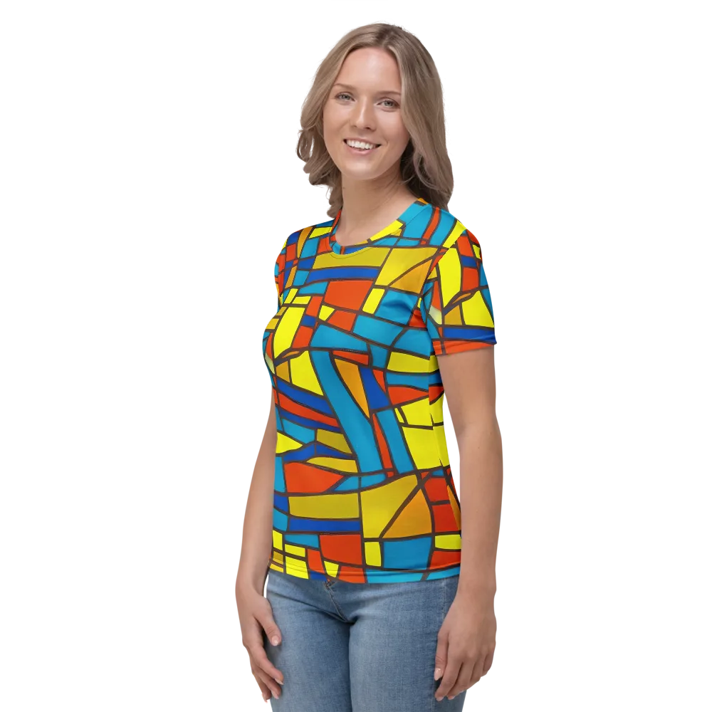 Mondrian Mesh on Women's Crew Neck T-Shirt — Left