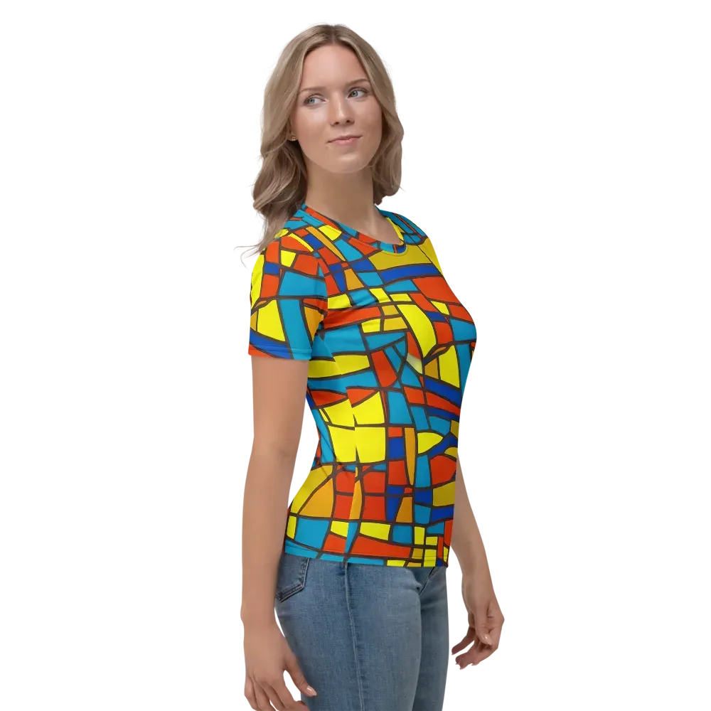 Mondrian Mesh on Women's Crew Neck T-Shirt — Right