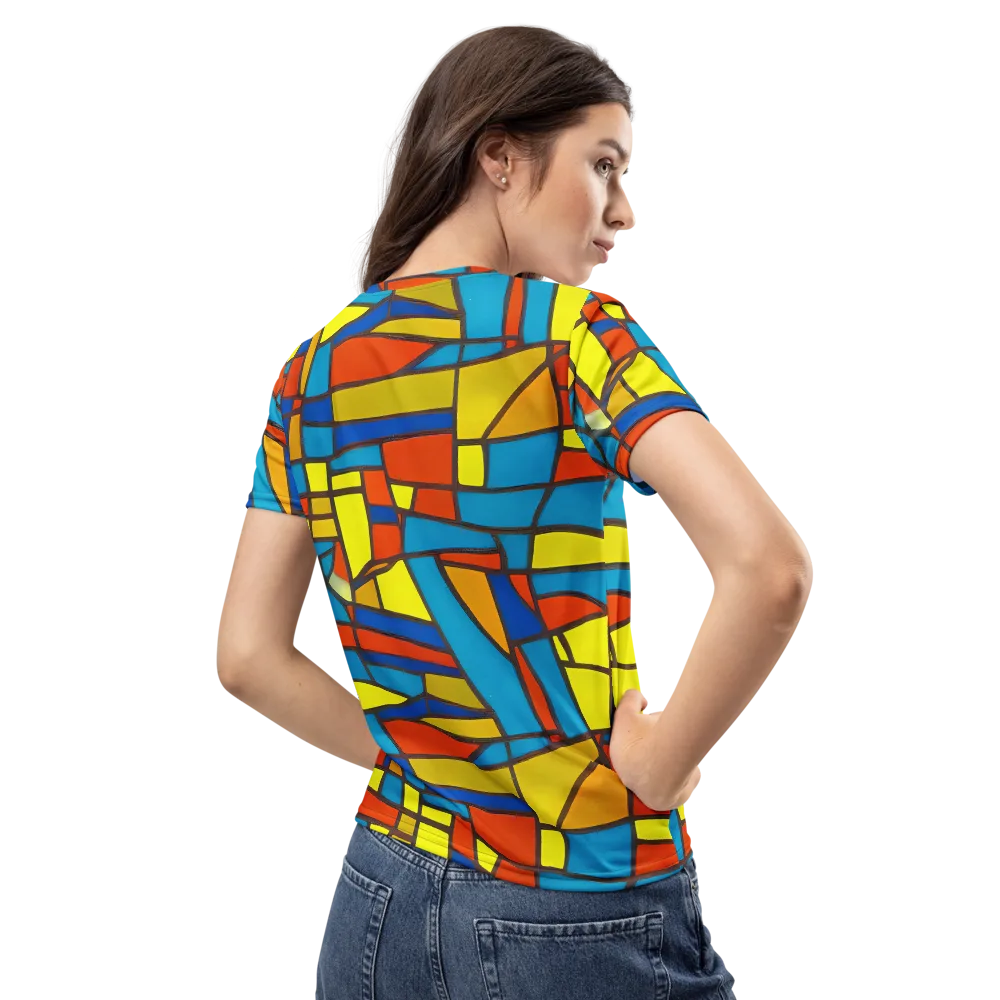 Mondrian Mesh on Women's Crew Neck T-Shirt — Back