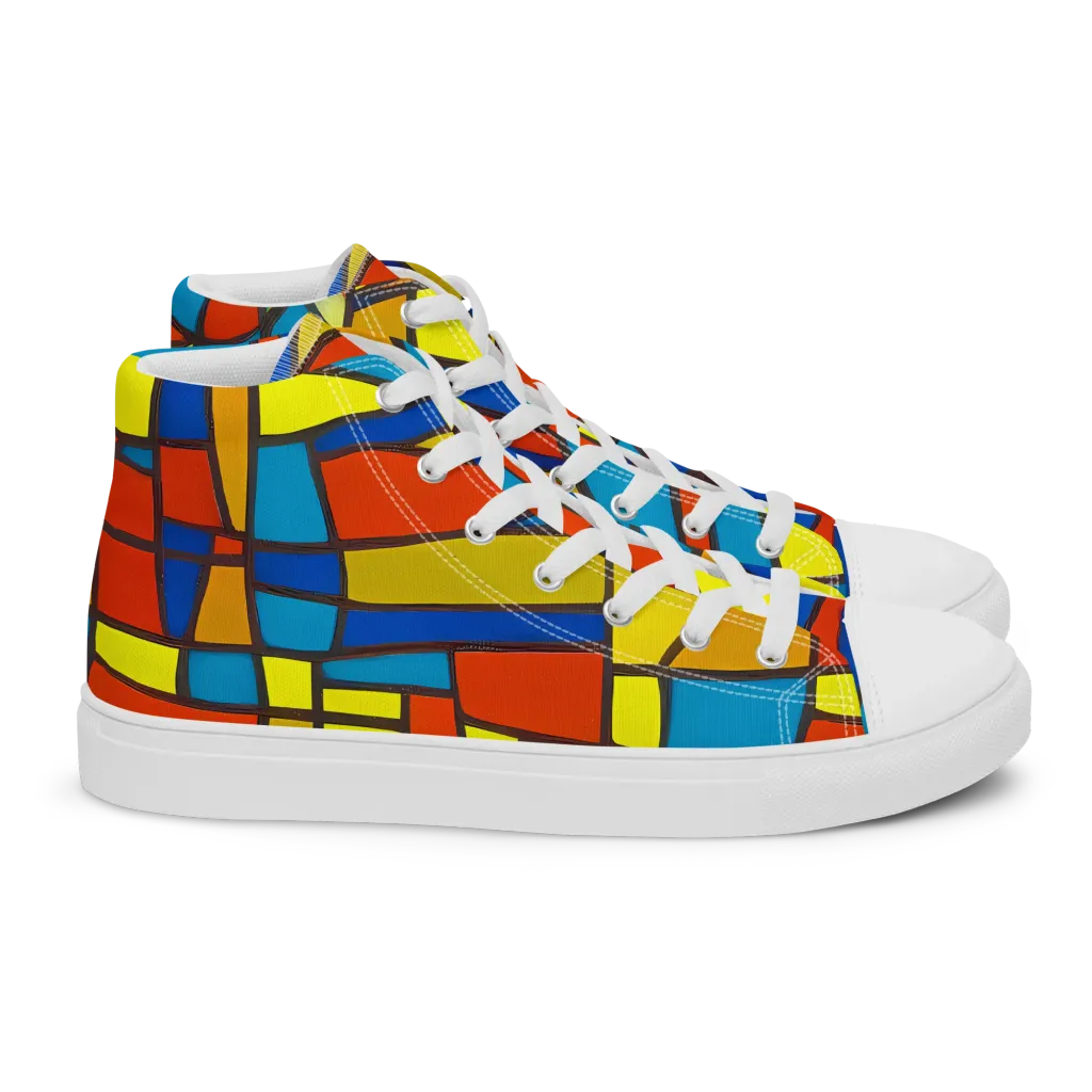 Mondrian Mesh on Women's High Top Canvas Shoes — Right