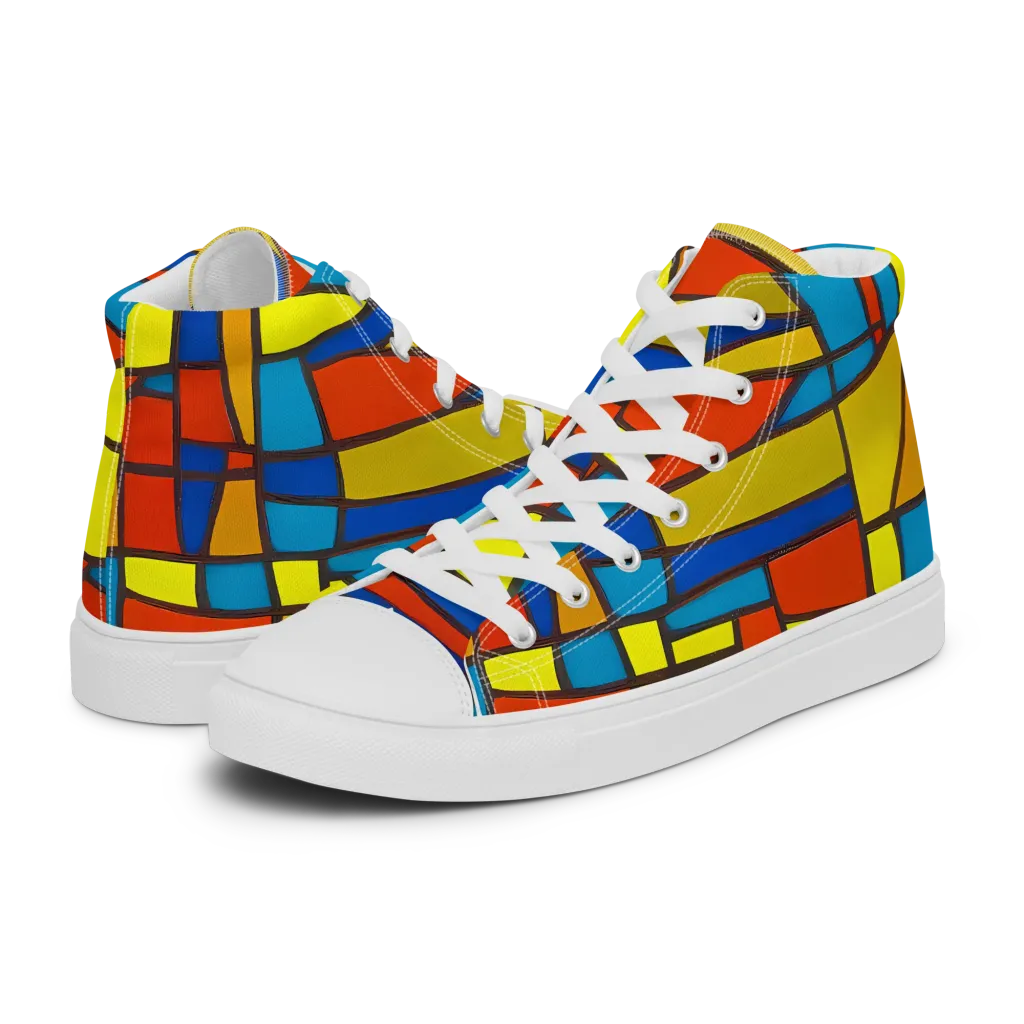 Mondrian Mesh on Women's High Top Canvas Shoes — Left
