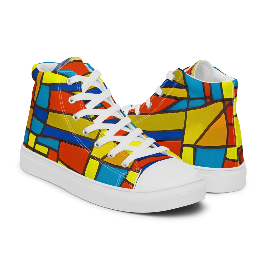 Mondrian Mesh on Women's High Top Canvas Shoes — Right