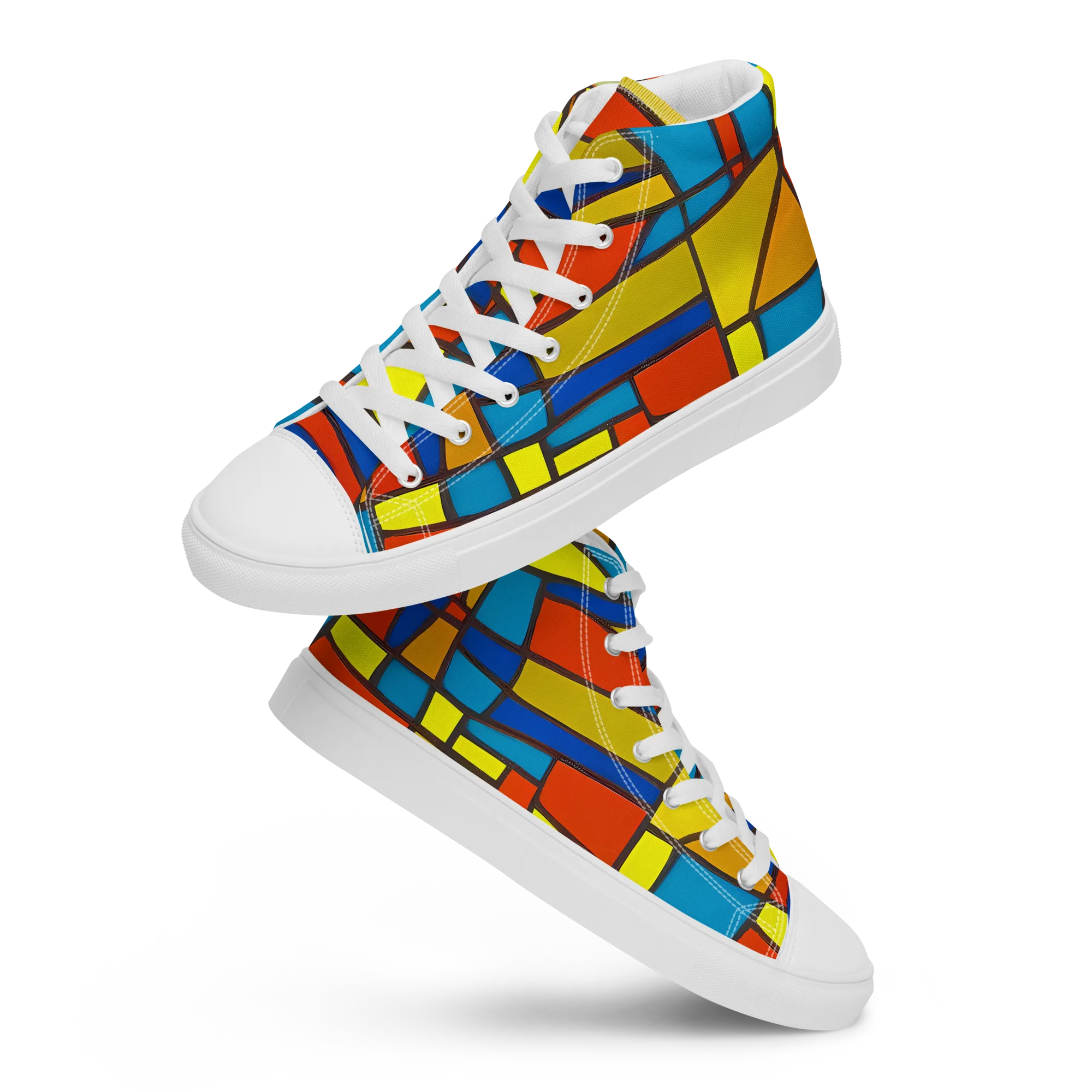 Mondrian Mesh on Women's High Top Canvas Shoes — Front