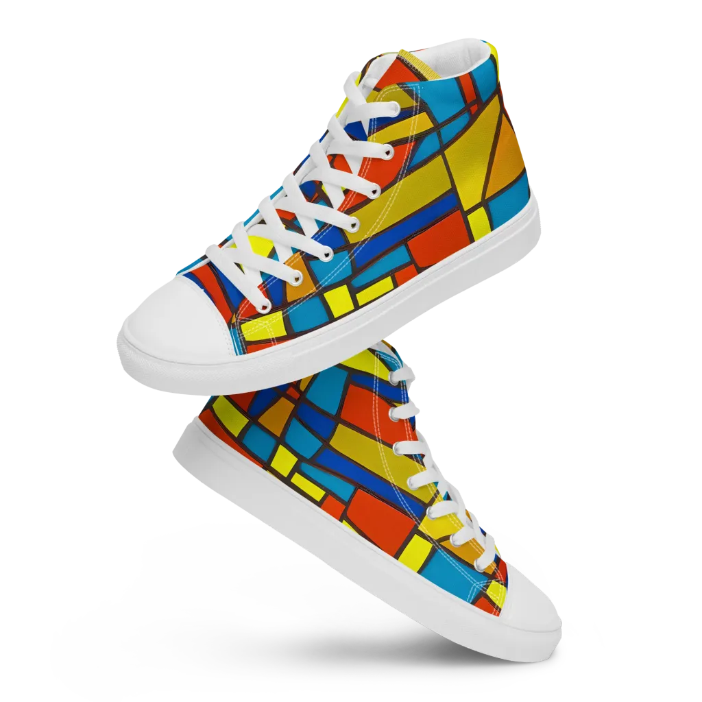 Mondrian Mesh on Women's High Top Canvas Shoes — Front