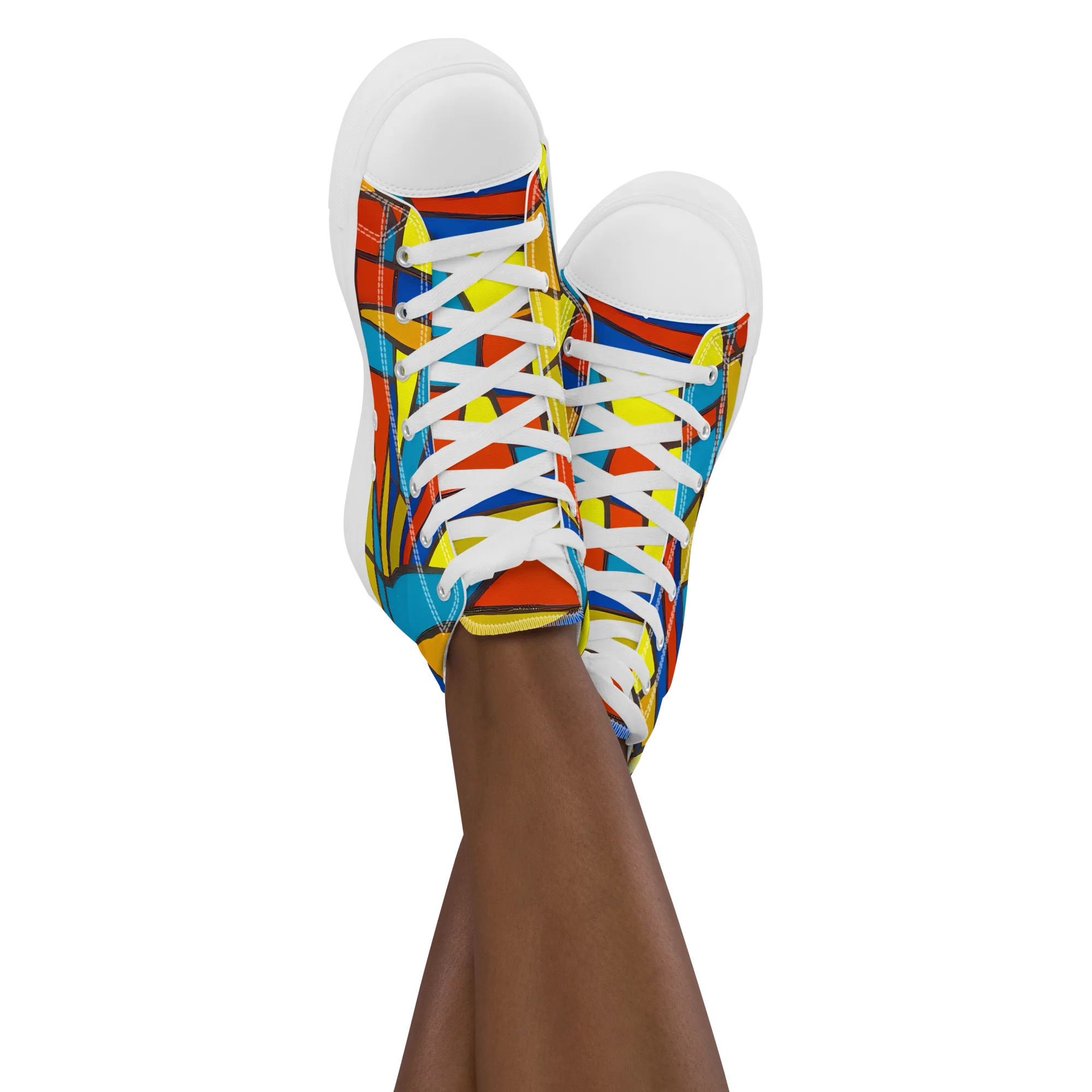 Mondrian Mesh on Women's High Top Canvas Shoes — Front