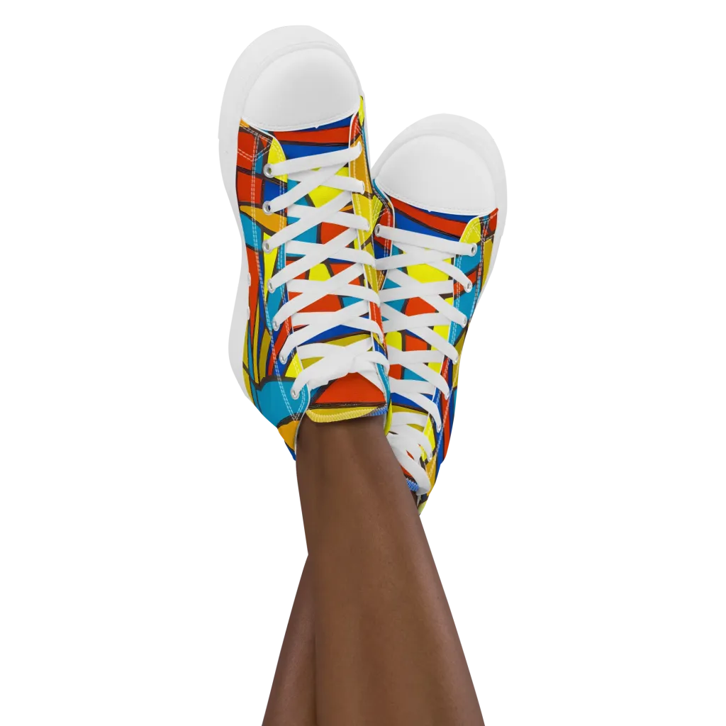 Mondrian Mesh on Women's High Top Canvas Shoes — Front
