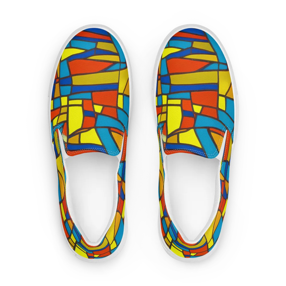 Mondrian Mesh on Men's Slip-On Canvas Shoes — Front