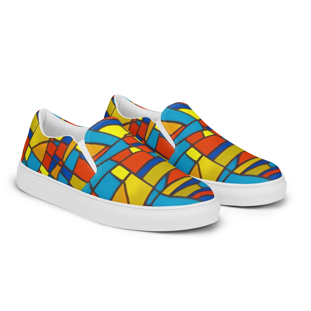 Mondrian Mesh on Men's Slip-On Canvas Shoes — Right Front