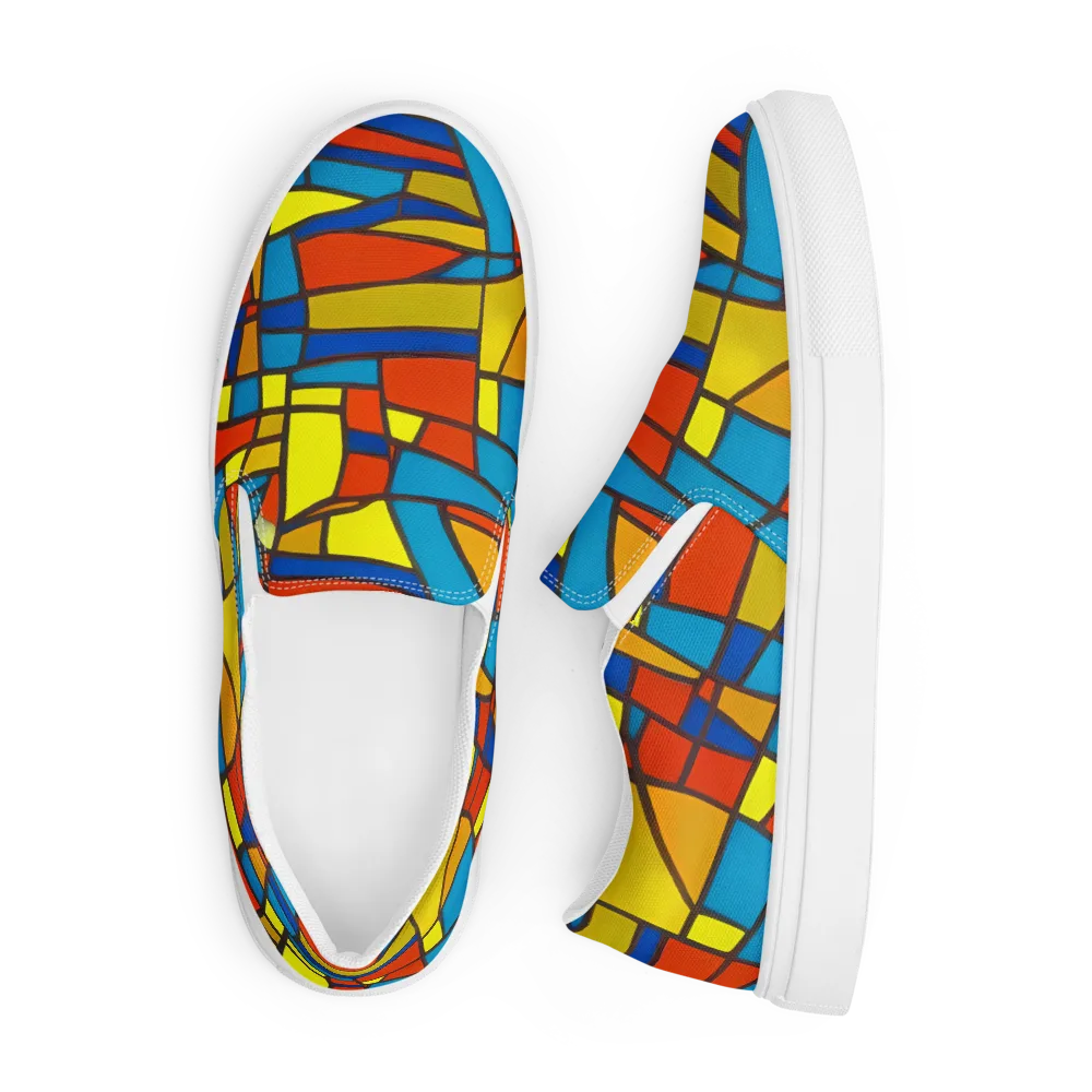 Mondrian Mesh on Men's Slip-On Canvas Shoes — Front