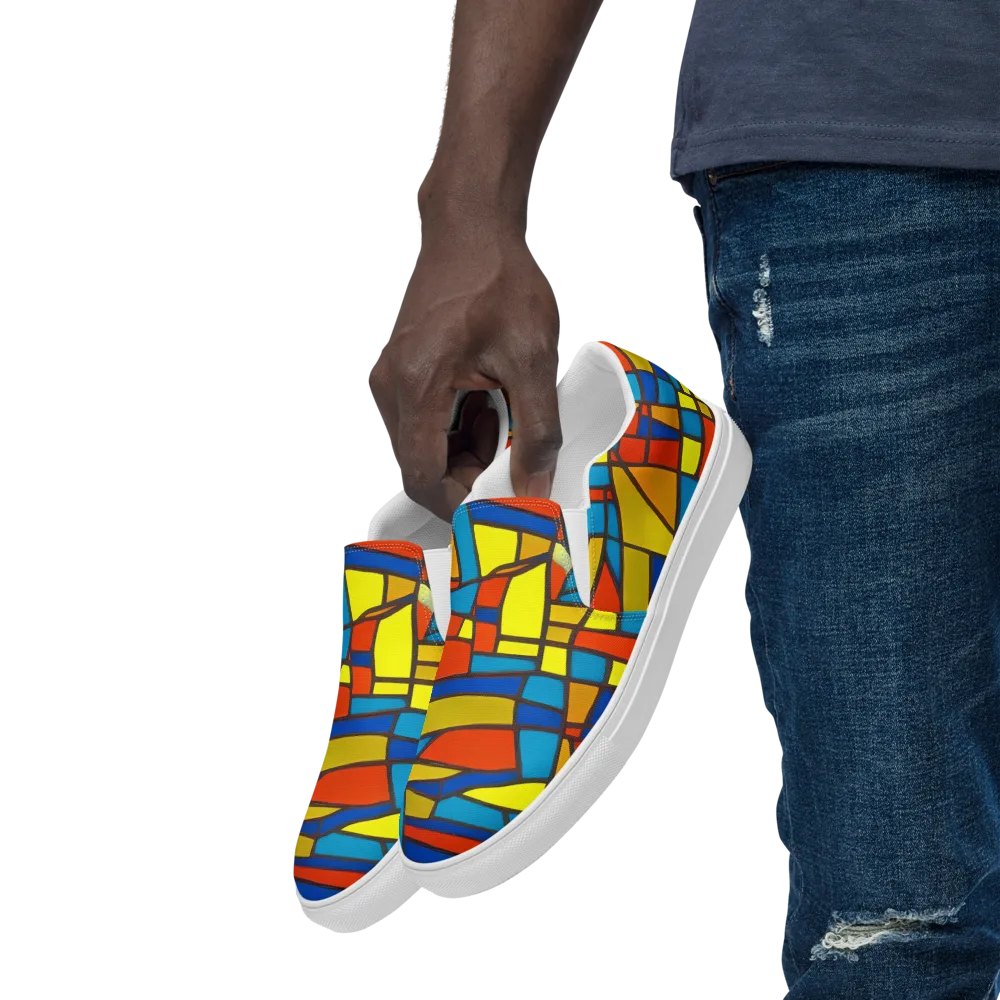 Mondrian Mesh on Men's Slip-On Canvas Shoes — Left Front
