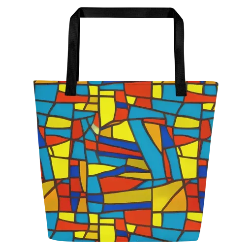 Mondrian Mesh on a Large Tote Bag W/ Pocket