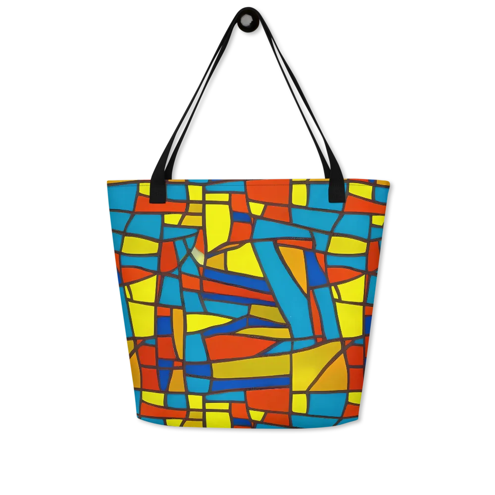 Mondrian Mesh on Large Tote Bag W/ Pocket — Front