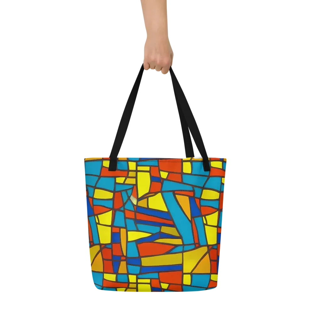 Mondrian Mesh on Large Tote Bag W/ Pocket — Front