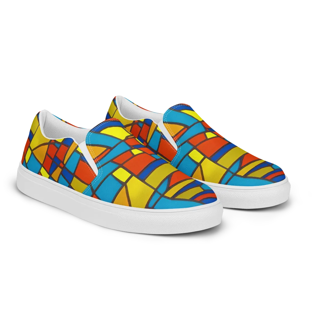 Mondrian Mesh on Women's Slip-On Canvas Shoes — Right Front
