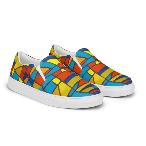 Mondrian Mesh on a Women's Slip-On Canvas Shoes