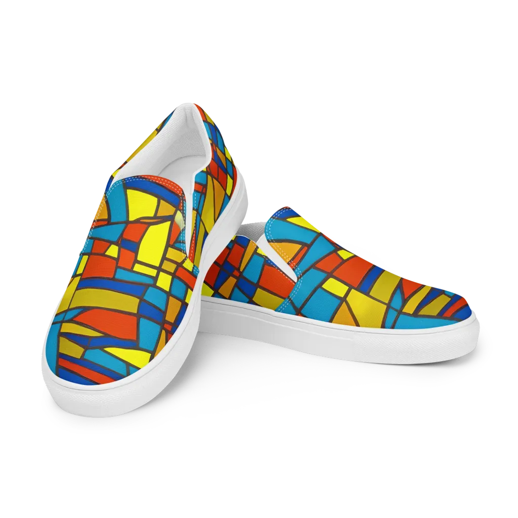 Mondrian Mesh on Women's Slip-On Canvas Shoes — Left Front