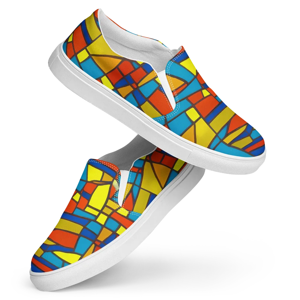 Mondrian Mesh on Women's Slip-On Canvas Shoes — Front
