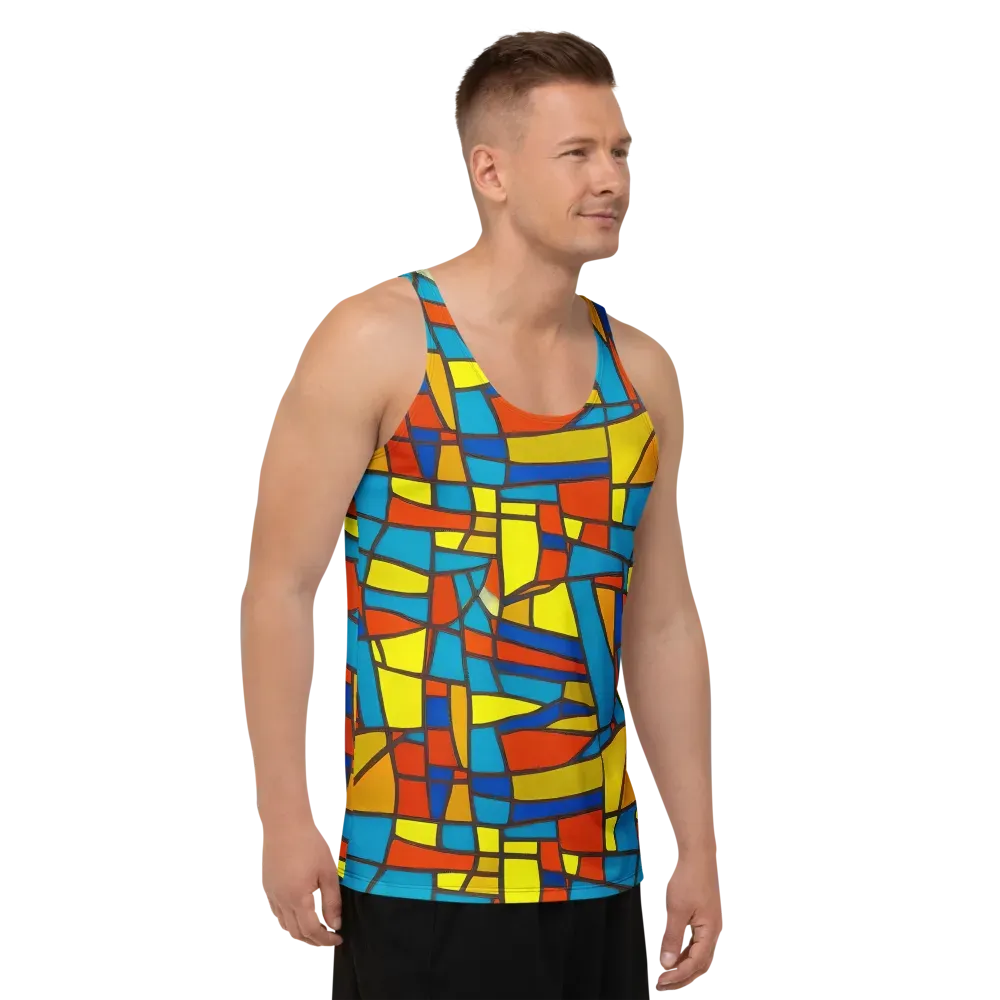 Mondrian Mesh on Men's Tank Top — Right Front