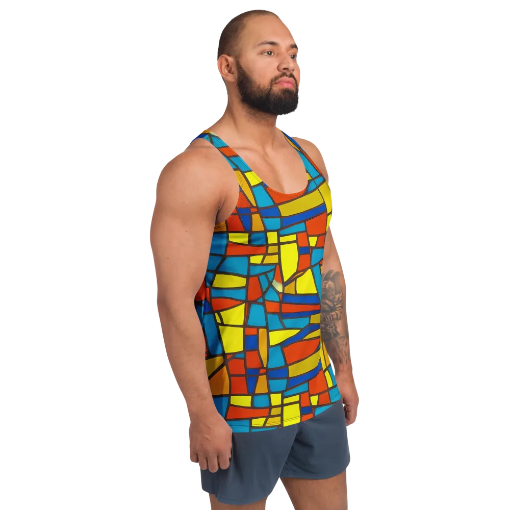 Mondrian Mesh on Men's Tank Top — Right Front