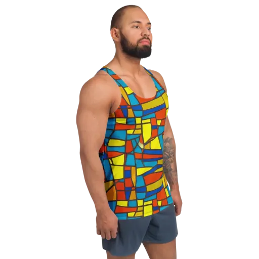 Mondrian Mesh on a Men's Tank Top