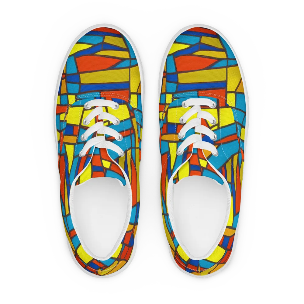 Mondrian Mesh on Men's Lace-Up Canvas Shoes — Front