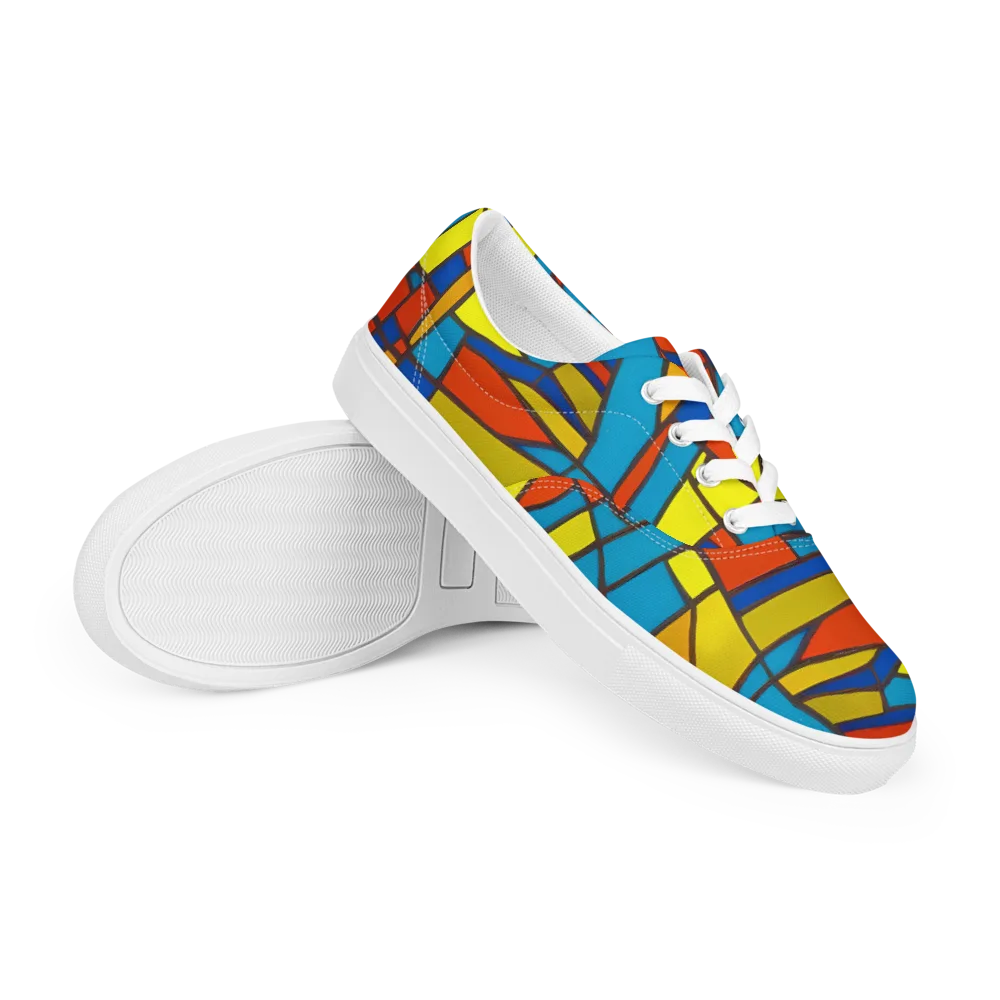Mondrian Mesh on Men's Lace-Up Canvas Shoes — Right Front