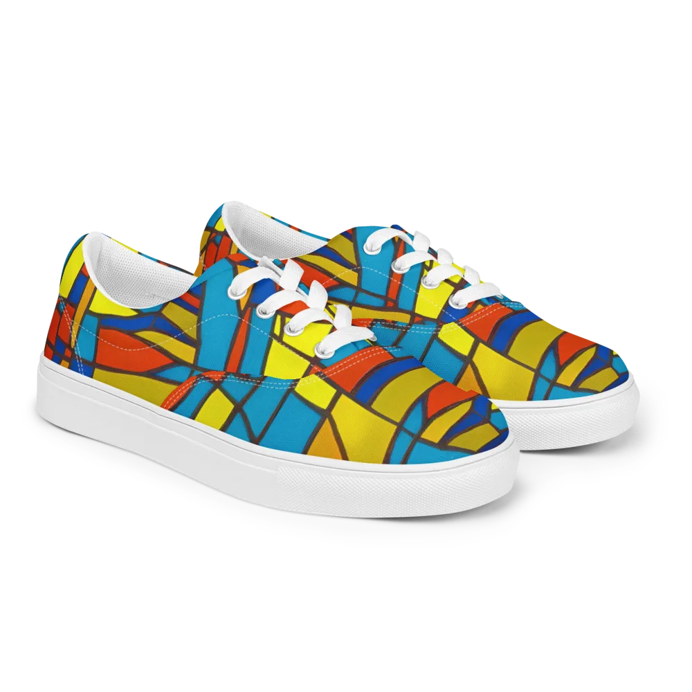 Mondrian Mesh on Men's Lace-Up Canvas Shoes — Right Front