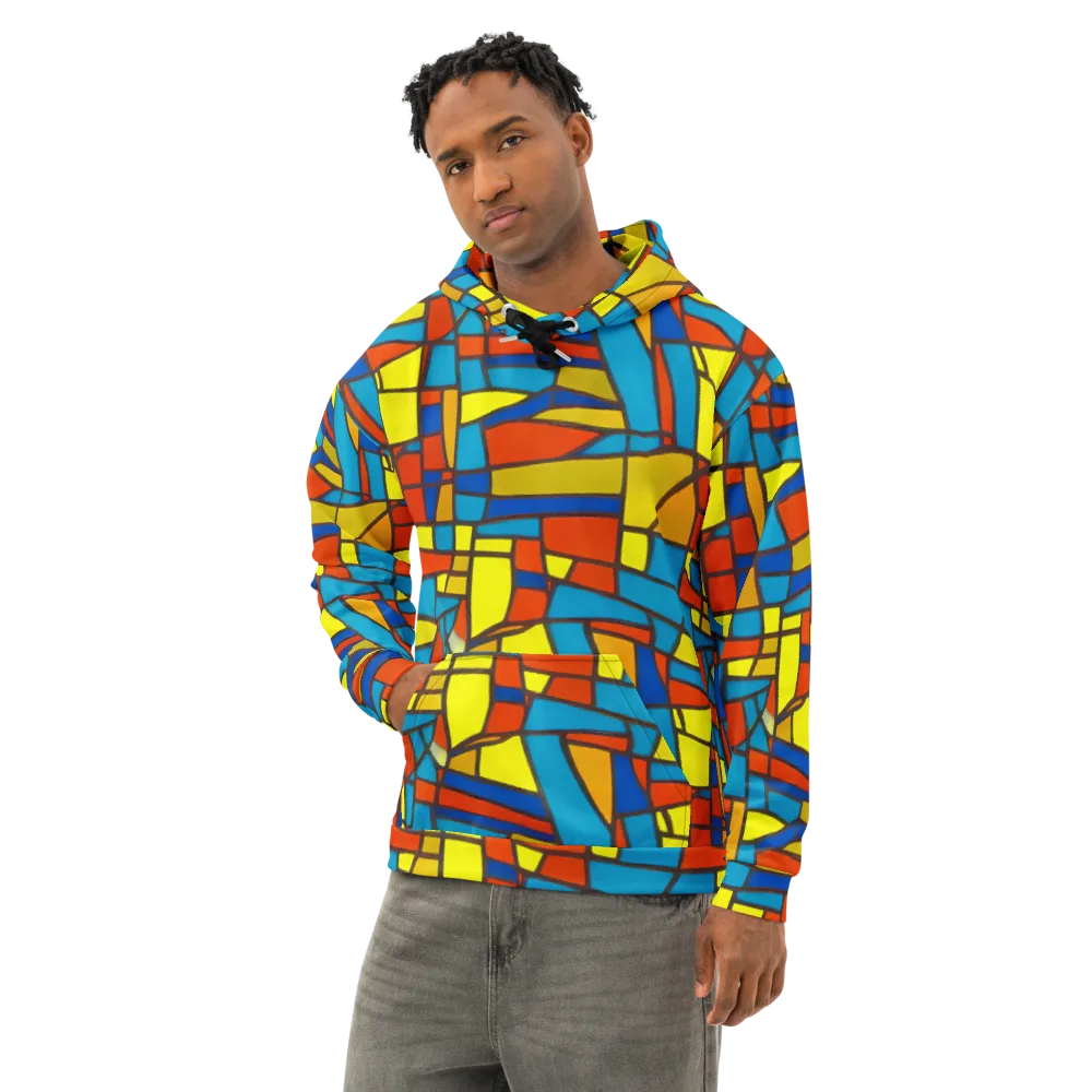 Mondrian Mesh on Cotton Hoodie — Left Front