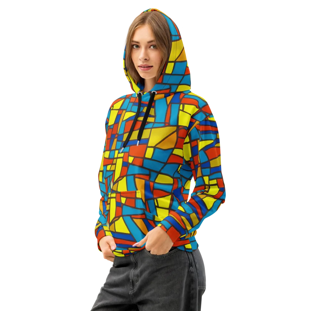 Mondrian Mesh on Cotton Hoodie — Left Front